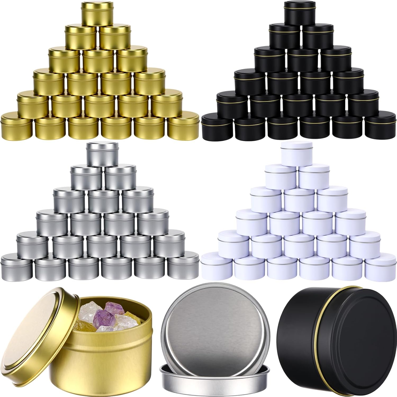 Metal Tin Lid 4Oz - 100 Adet 4oz Mum Kutuları Kapaklı