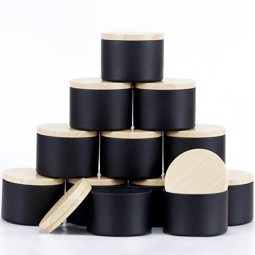 Metal Tin Lid 4Oz - 12 Paket 4oz Siyah Mum Teneke